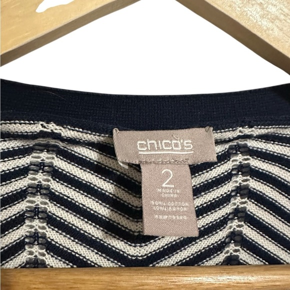 Chico's Open Front Chevron Cardigan Sweater Lightweight Casual Career Work SZ 12 - Picture 5 of 7